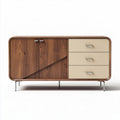 Wooden sideboard with storage cabinet and three drawers 150 x 45 x 75cm