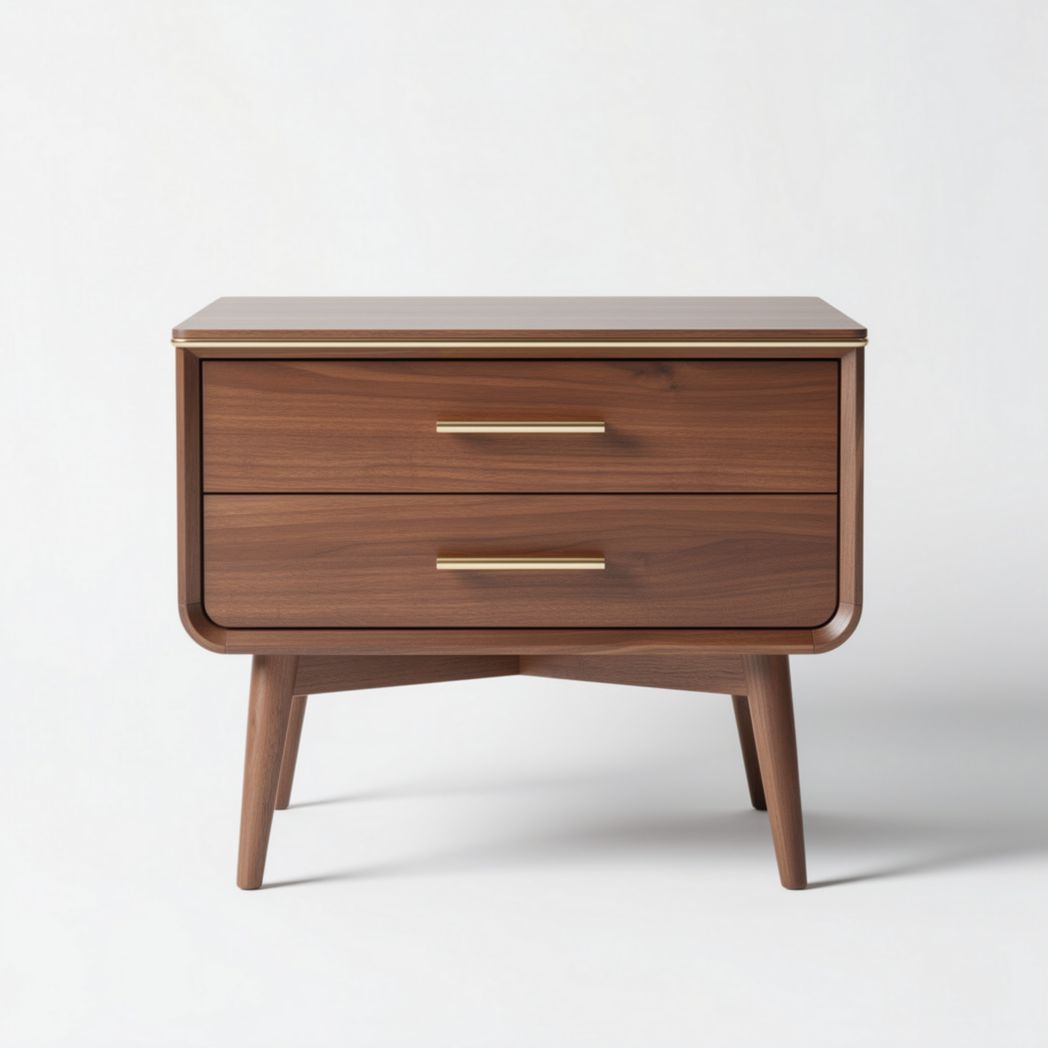 Wooden nightstand with two drawers and brass handles 24 x 16 x 24 inches