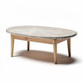 Marble top coffee table with natural wood legs 120 x 70 x 45cm