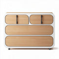 Wooden storage cabinet with white frame and four drawers measuring 80 x 40 x 70cm