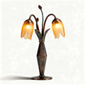 Table lamp with three flower-shaped glass shades and metal base 30 x 15 x 50cm