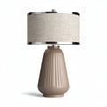 Ceramic table lamp with fabric shade in beige 30 x 30 x 50cm