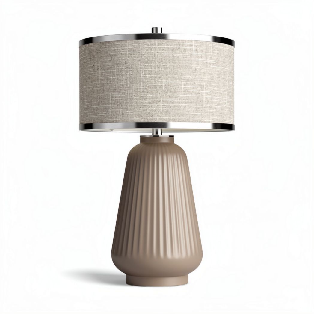Ceramic table lamp with fabric shade in beige 30 x 30 x 50cm