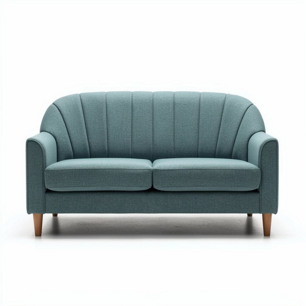 Lounge sofa with fabric upholstery in teal color and wooden legs 180 x 80 x 75cm