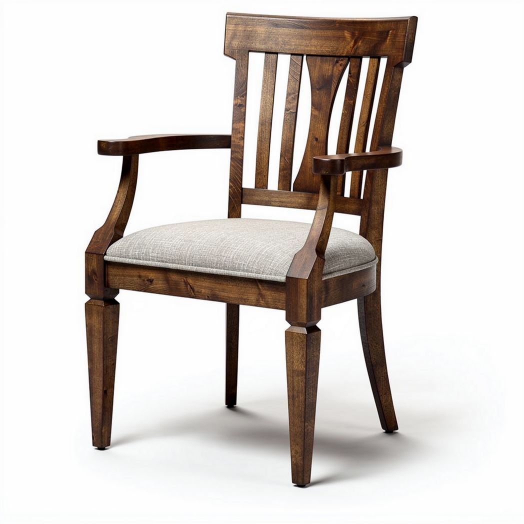 Wooden armchair with upholstered seat in natural finish 60 x 50 x 90cm