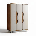 Wooden wardrobe with three doors and metal handles 150 x 80 x 200cm