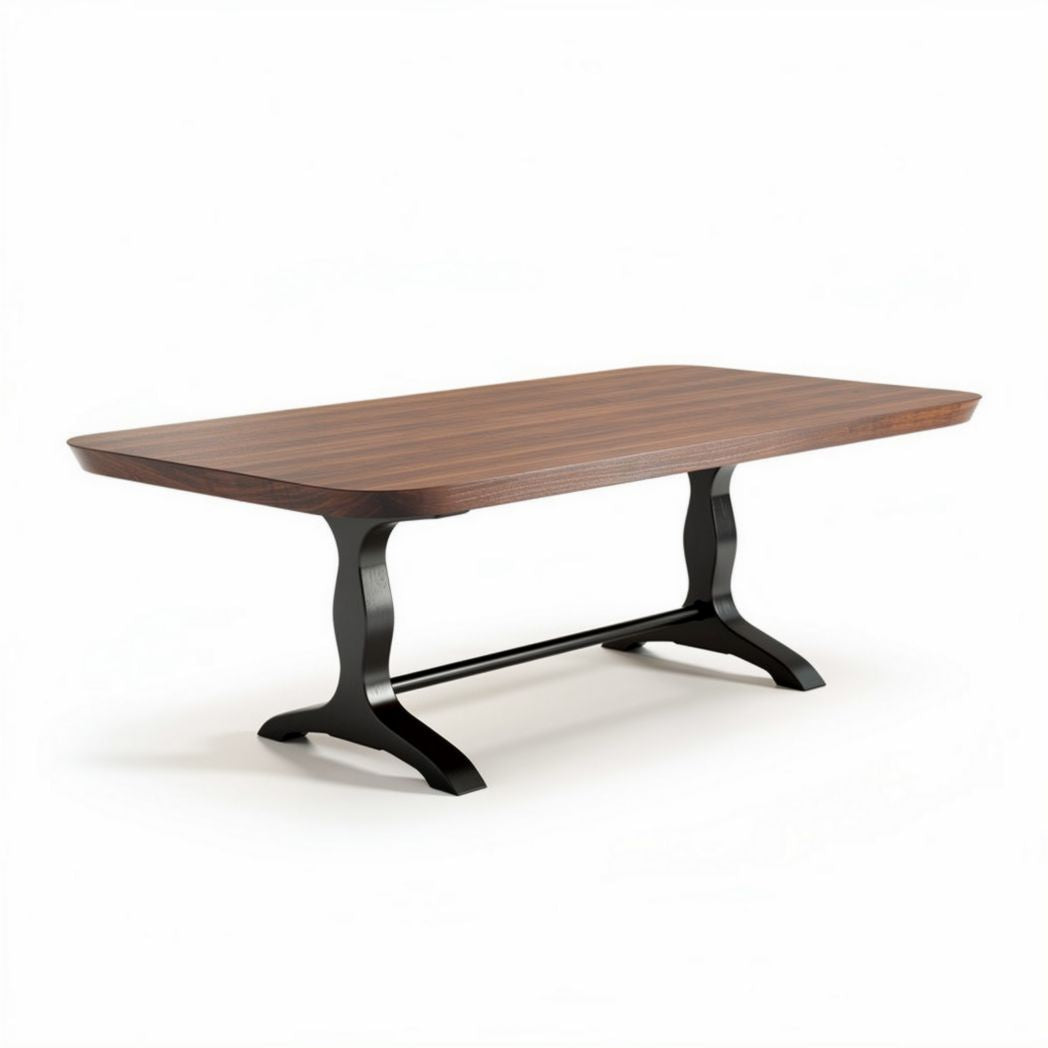 Walnut dining table with metal legs 200 x 100 x 75cm for modern interiors